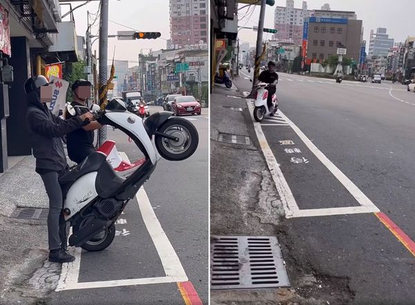 ▲日車手安倍優在彰化某間駕訓班騎獨輪車翹孤輪。（圖／翻攝自社會事新聞影音）