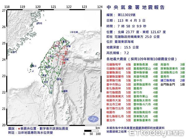 ▲▼台中4級地震左右上下搖晃，目前仍有500百停電，清水一棟大樓外觀磁磚剝落。（圖／民眾提供，下同）