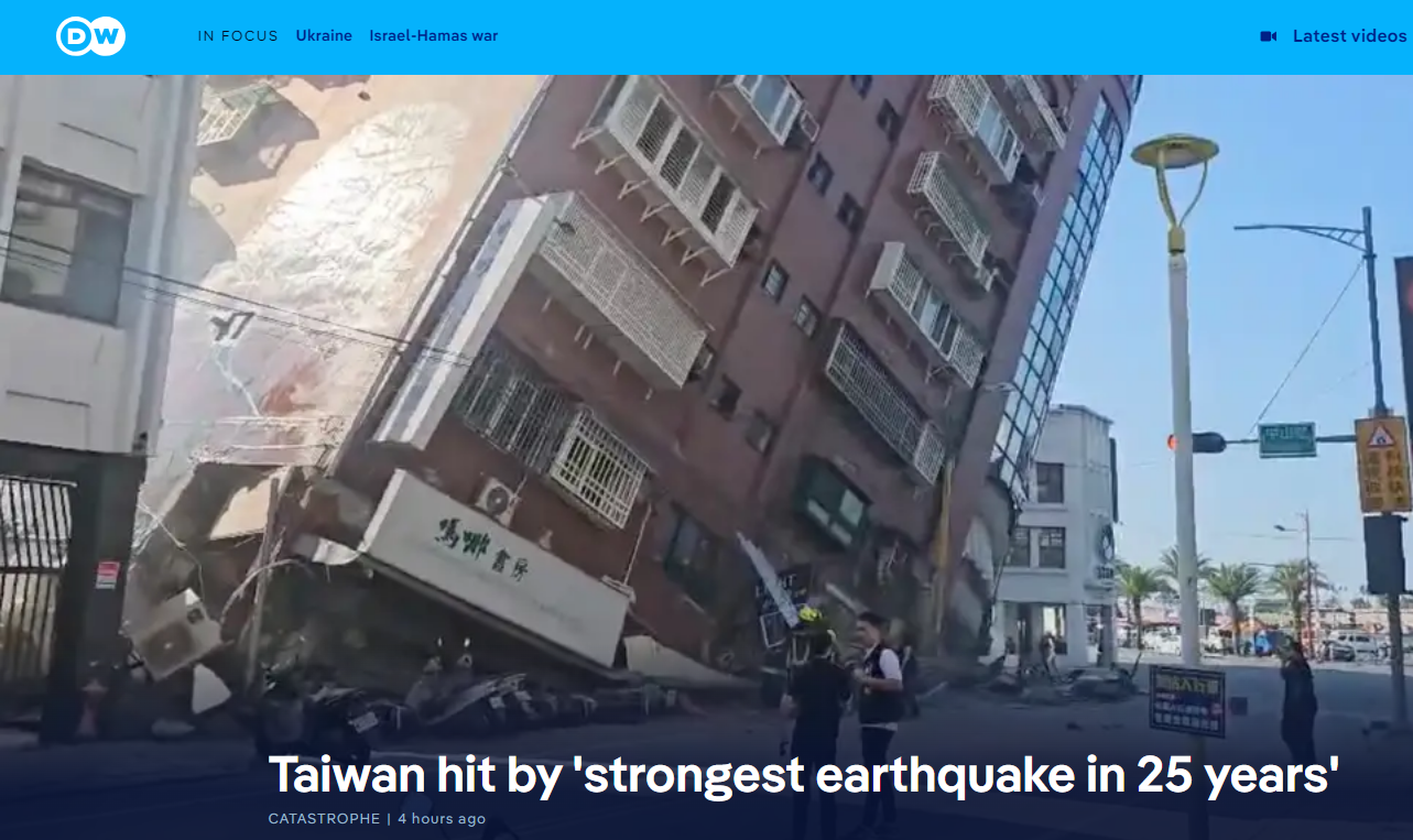 ▲▼外媒報導台灣強震。（圖／翻攝外媒）