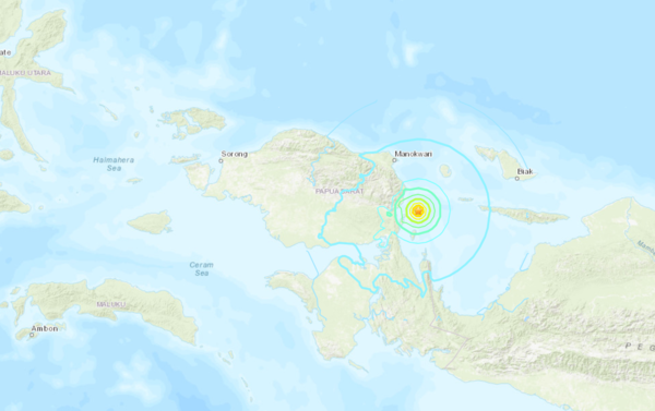 ▲▼印尼中部外海「規模6強震」。（圖／翻攝自USGS）