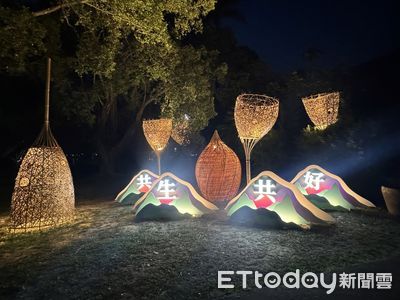 南投青年捐贈竹藝燈座裝置藝術　打造中山公園「玩美角落」