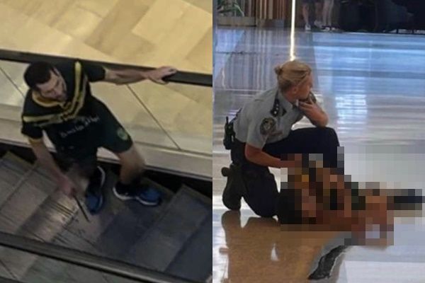 ▲▼雪梨砍人案的凶嫌在商場內持刀亂跑後被女警擊斃。（圖／翻攝自X）
