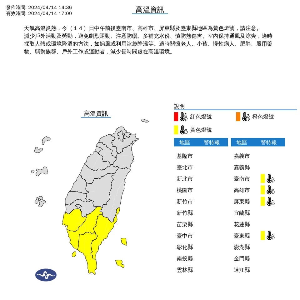 ▲高溫警示