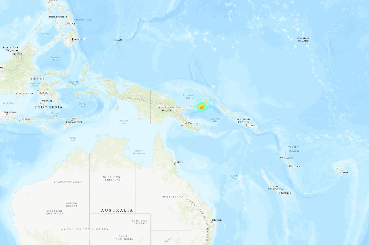 ▲巴布亞紐幾內亞發生地震。（圖／翻攝USGS）