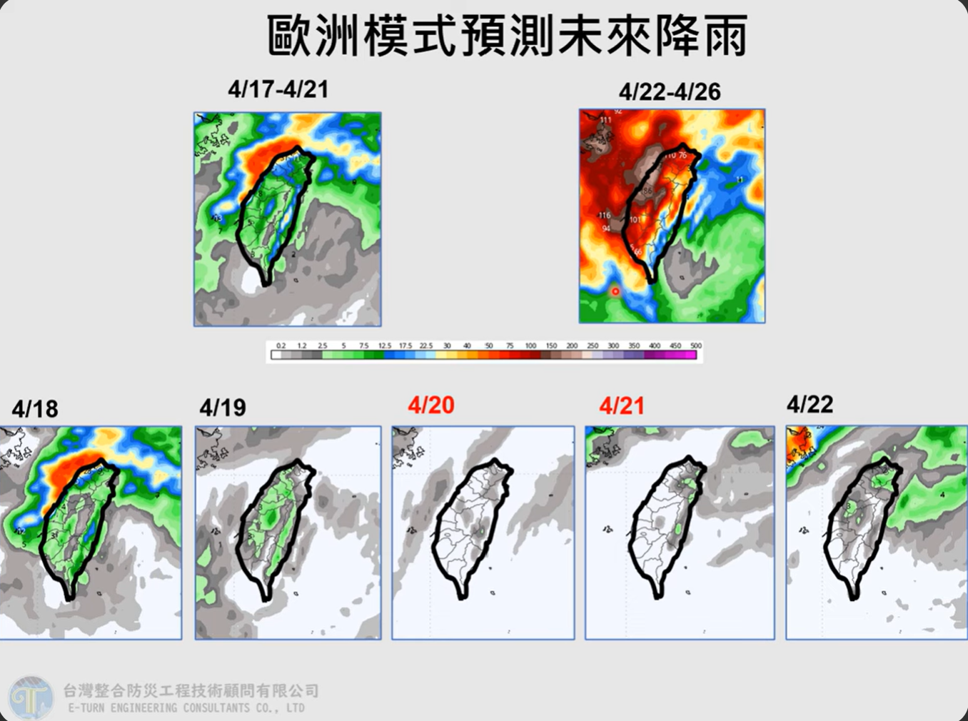 ▲▼歐洲模式預測未來降雨。（圖／賈新興）