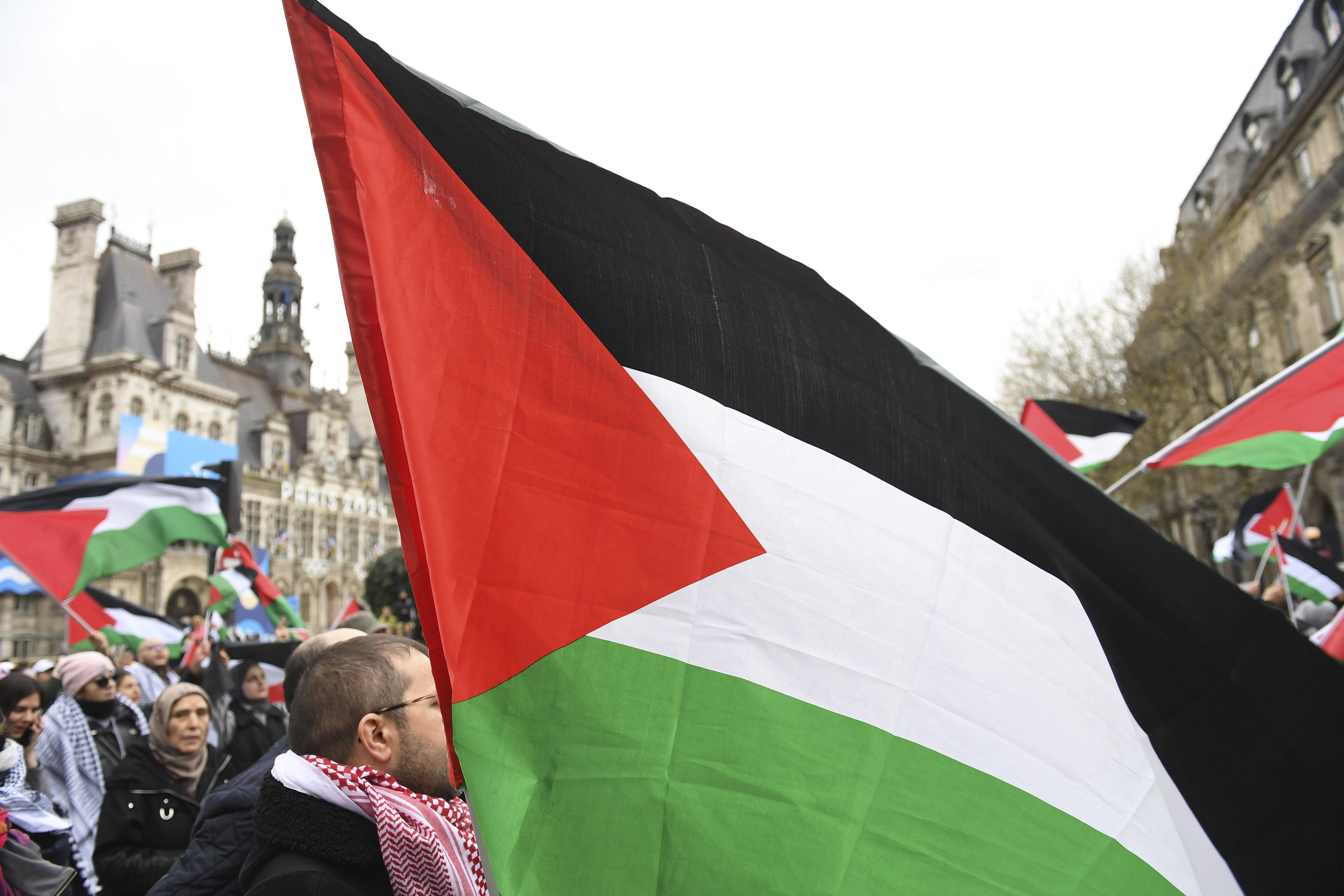 ▲▼  巴勒斯坦旗幟。（圖／達志影像／美聯社）