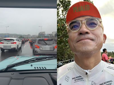 送小孩上學遇上大雨！困塞車現場「一長串車龍」小馬：操練我的心