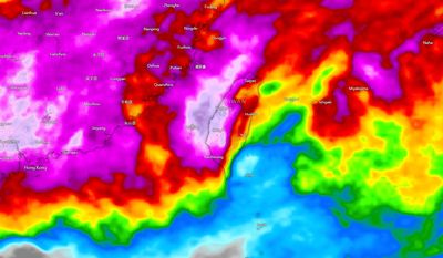 下波鋒面模擬降雨「一片紫白」　3天雨最大