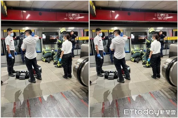 ▲捷運民權西路站有旅客落軌，搶救畫面曝光。（圖／記者黃彥傑翻攝，下同）