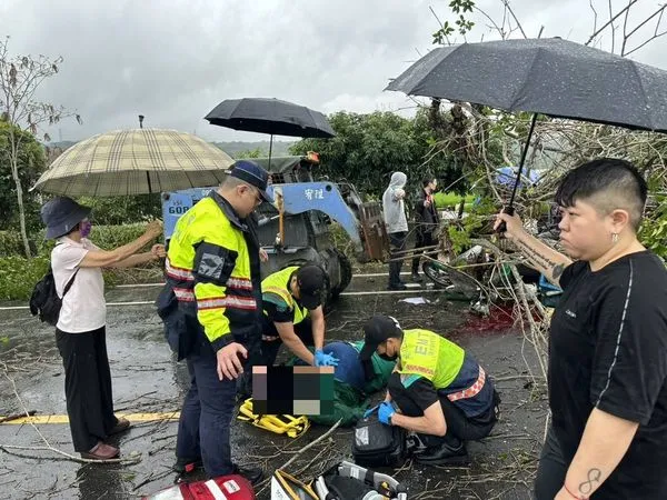 ▲彰化芬園路樹倒塌砸死郵差。（圖／民眾提供）