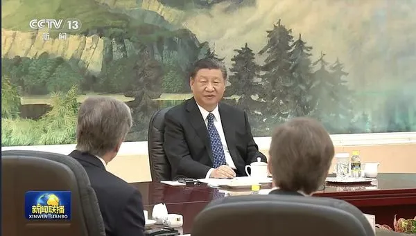 ▲▼楊濤吹風會、習近平、布林肯2024.4.26             。（圖／翻攝 央視）