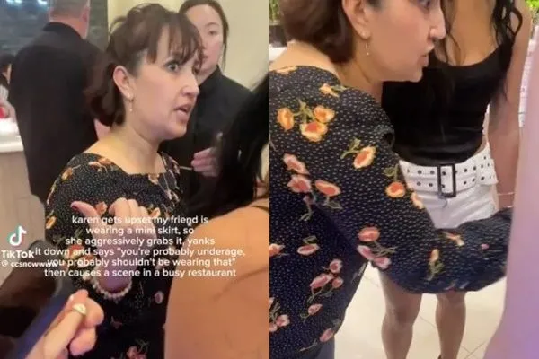 ▲▼洛倫佐因不滿少女的穿著過於清涼，竟當眾扯下了對方的迷你裙。（圖／翻攝自TikTok）