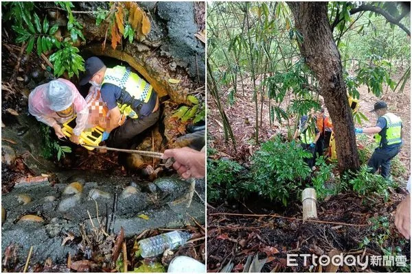 ▲嘉義81歲失智阿公失蹤5天，警消終於在排水管裡找到人了。（圖／記者翁伊森翻攝，下同）