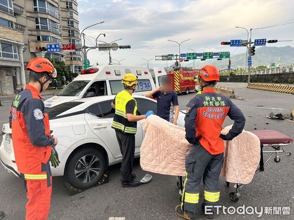 ▲▼林男昨晚失眠，早上開車去保養廠不慎自撞分隔島。（圖／記者陸運陞翻攝）