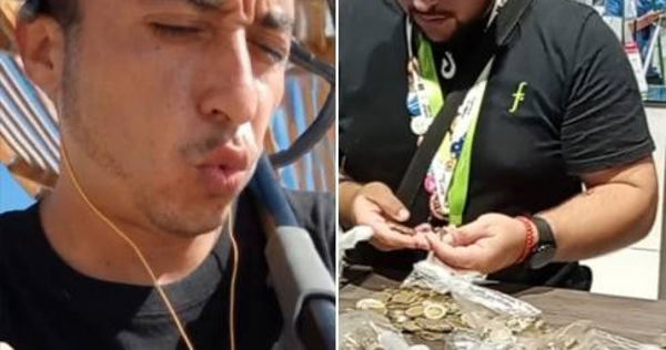 智利一名男子在海灘和公園收集硬幣，用來買新電視。（圖／翻攝自dtkta2 TikTok）