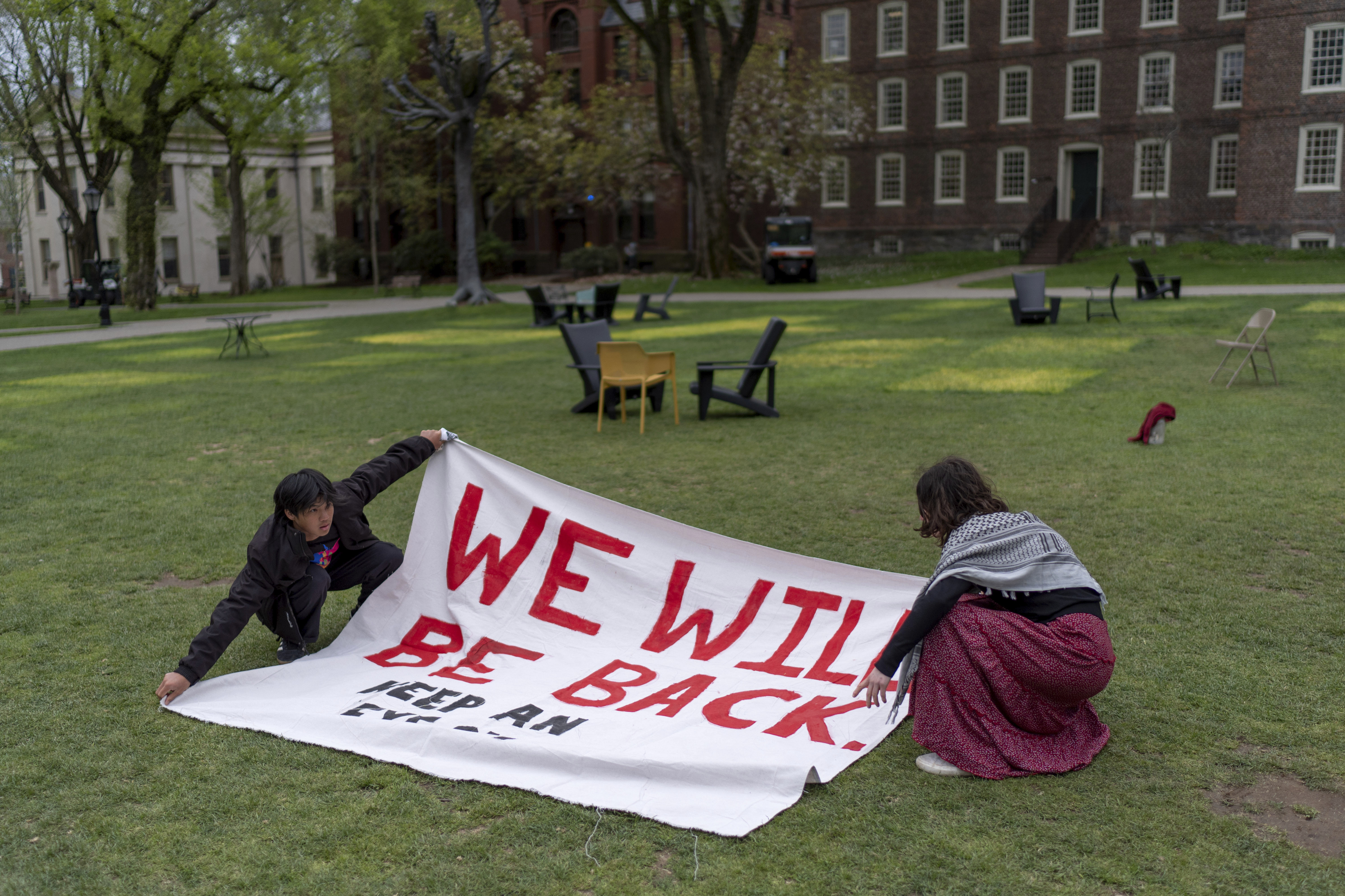 ▲▼美國布朗大學學生就以色列爭議示威。（圖／達志影像／美聯社）