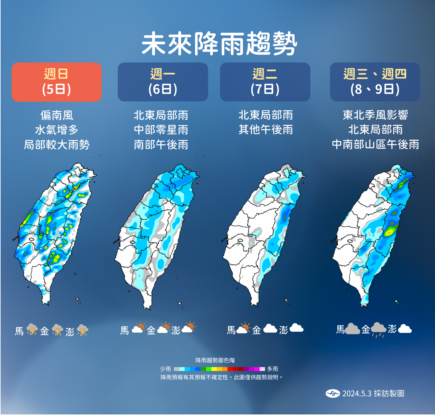 ▲▼天氣趨勢。（圖／氣象署提供）