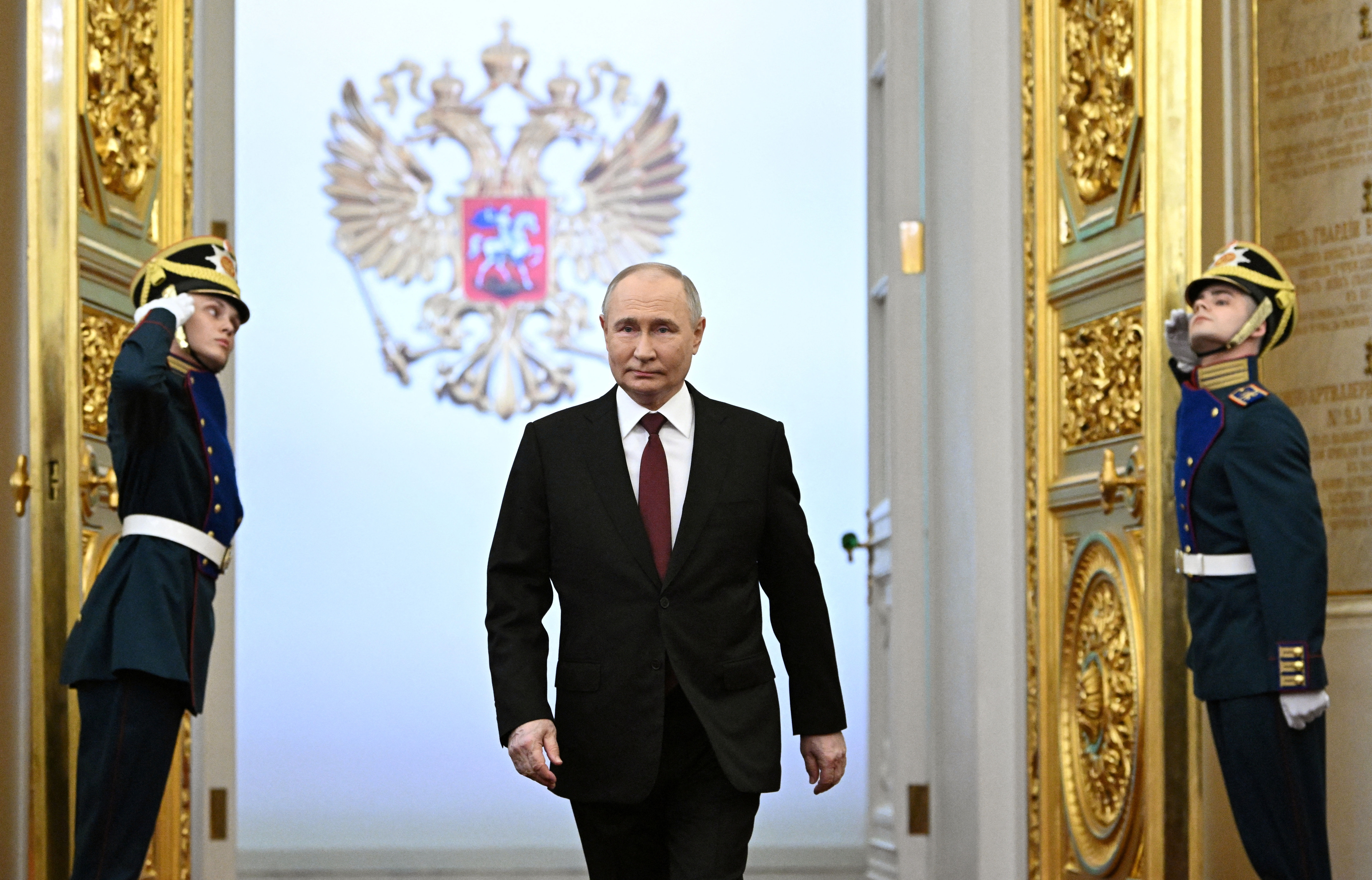 ▲▼俄羅斯現任總統普丁7日在莫斯科克里姆林宮宣誓就職。（圖／路透）
