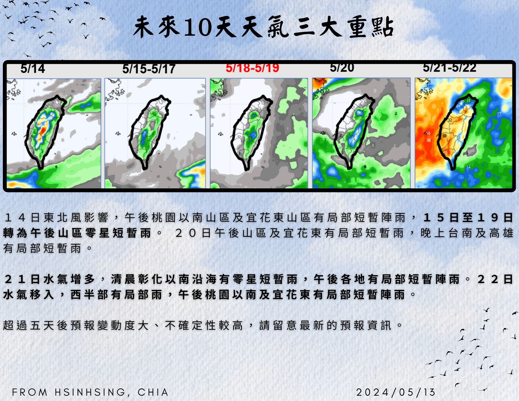 ▲▼未來10天天氣預測圖。（圖／賈新興）