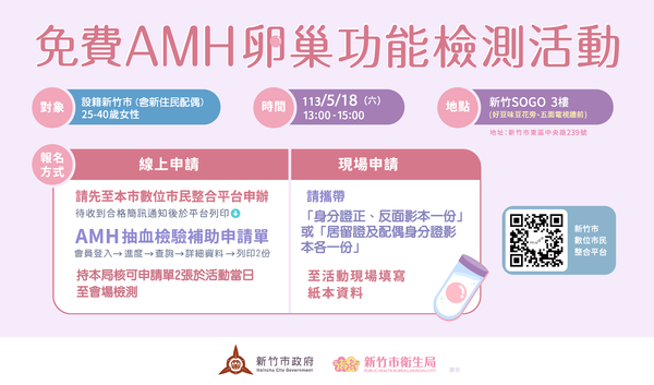 ▲免費AMH卵巢功能檢測活動宣傳DM。（圖／新竹市政府提供）