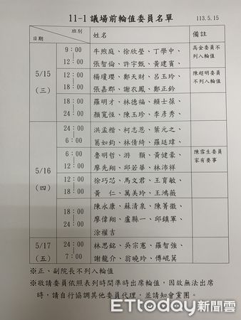 ▲▼ 國民黨即起輪8梯次24小時守議場        。（圖／記者崔至雲翻攝）