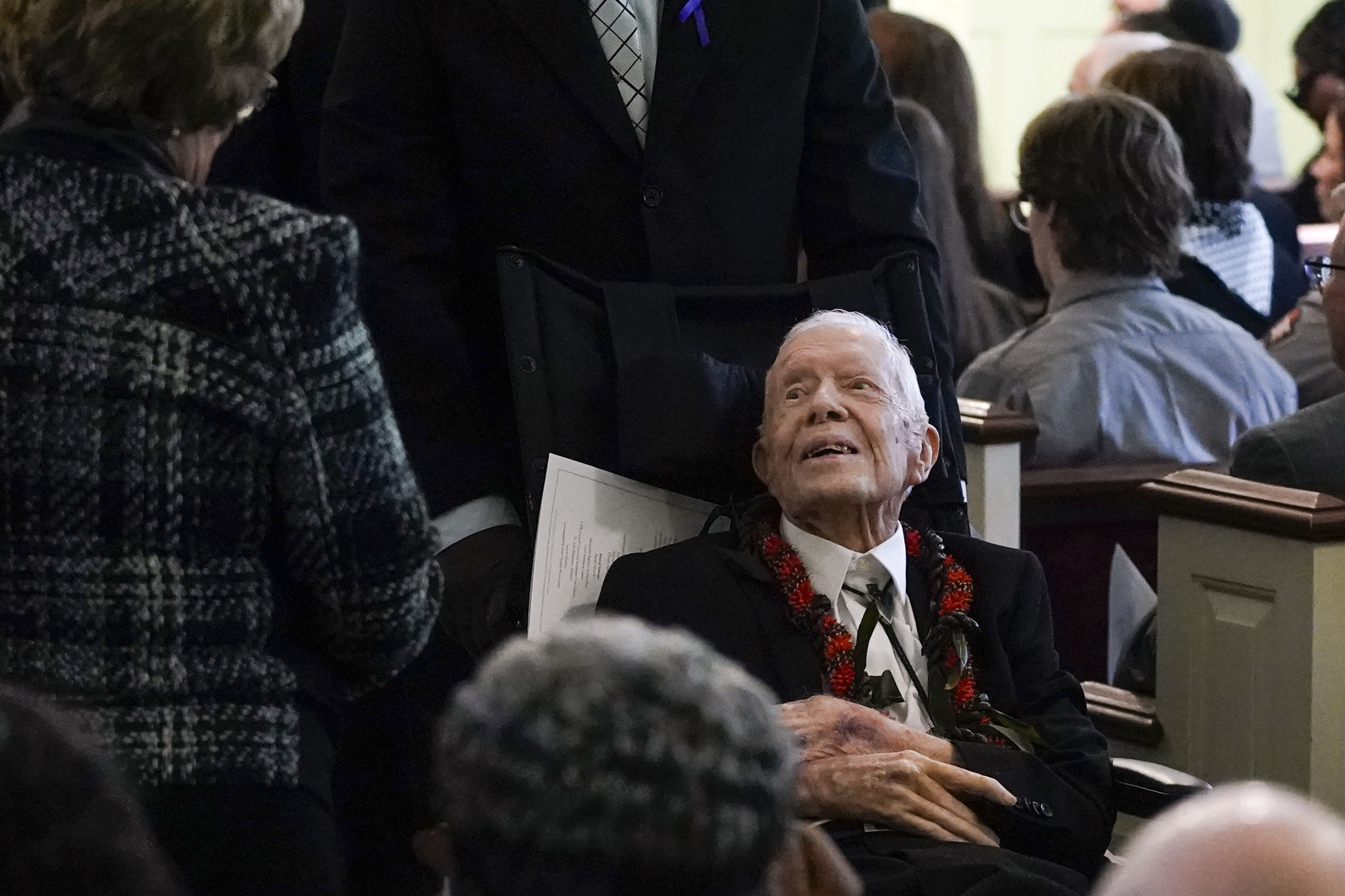 ▲▼ 美國前總統卡特（Jimmy Carter）2023年11月出席妻子的哀悼會。（圖／達志影像／美聯社）