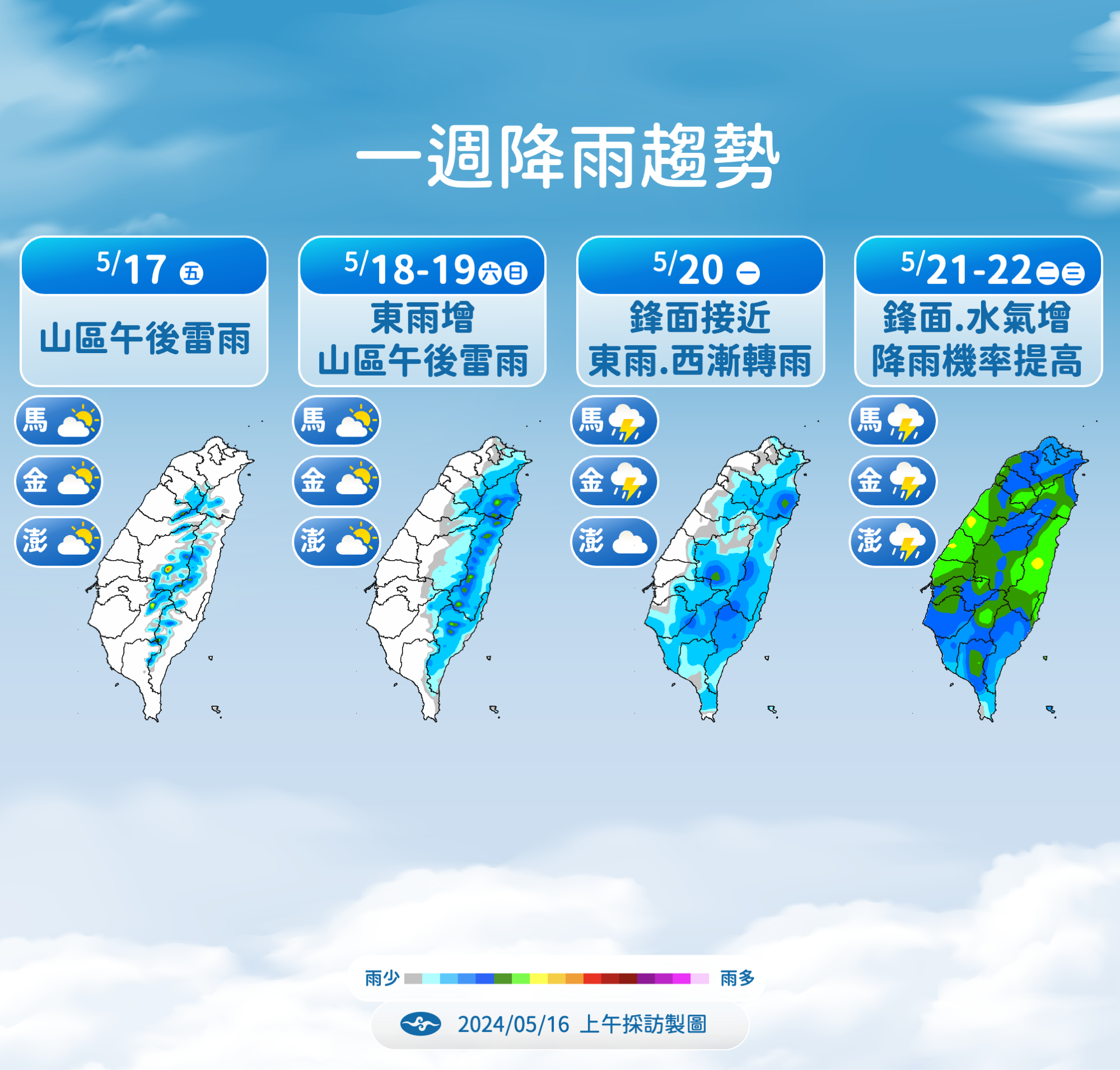 ▲▼未來一周降雨趨勢。（圖／氣象署提供）