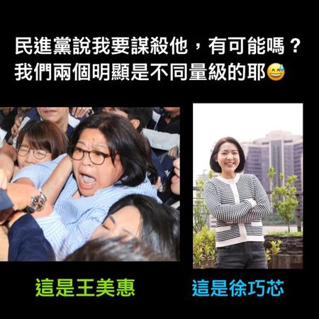 ▲國民黨立委徐巧芯製圖表示，她和民進黨立委王美惠的身材不是同一個量級的。（圖／翻攝自Facebook／徐巧芯）