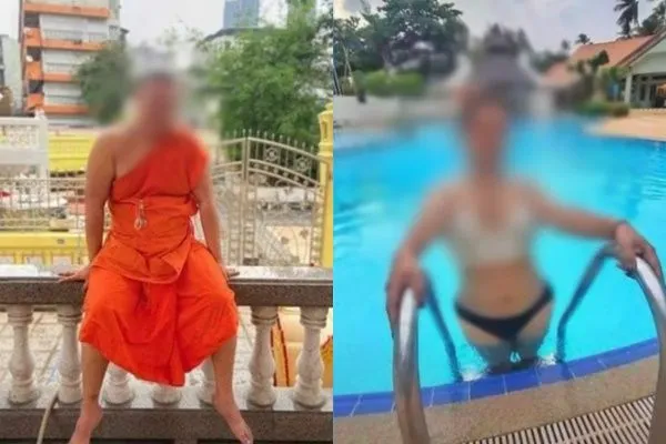 ▲▼泰國一名僧侶被爆在泳池邊穿著女式泳衣，還在寺院內猥褻少年，但涉事僧侶卻喊冤，表示自己是被人污衊的。（圖／翻攝自YouTube）