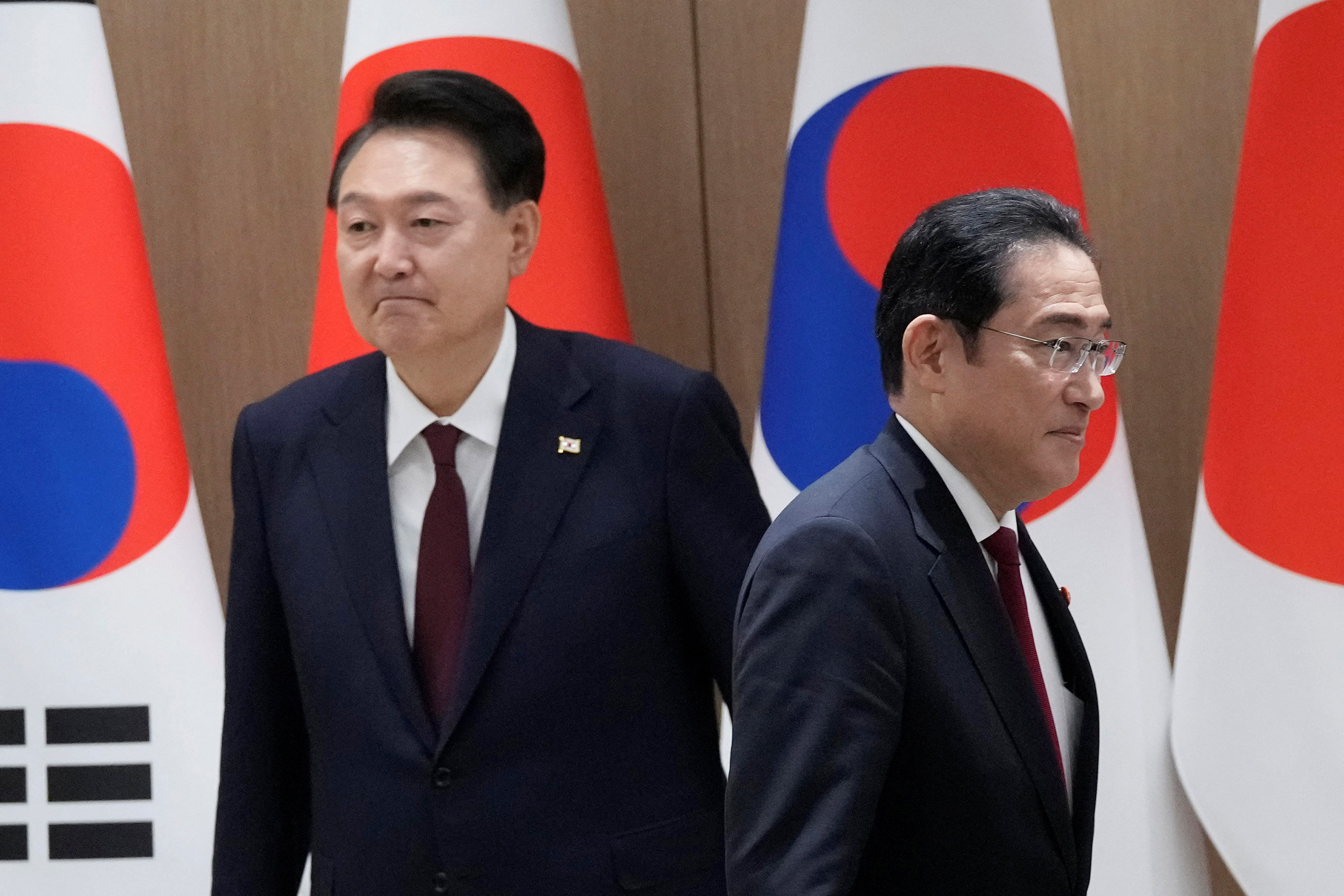 ▲▼南韓總統尹錫悅、日本首相岸田文雄26日下午在首爾龍山進行會談。（圖／路透）