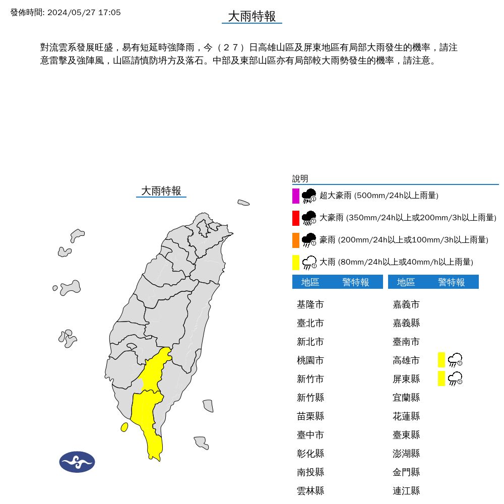 ▲▼大雨特報。（圖／氣象署）