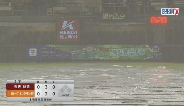 ▲▼台南球場雨勢不斷。（圖／截自CPBL TV）