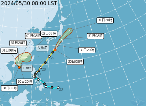 ▲▼颱風路徑潛勢預測。（圖／氣象署提供）