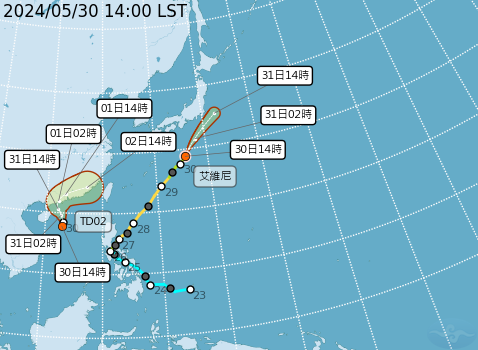 ▲▼颱風路徑潛勢預報。（圖／氣象署提供）