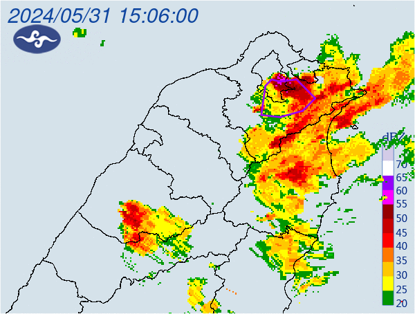 ▲氣象署針對「台北市、新北市」發布大雷雨即時訊息，持續時間至16時15分止。（圖／氣象署提供）