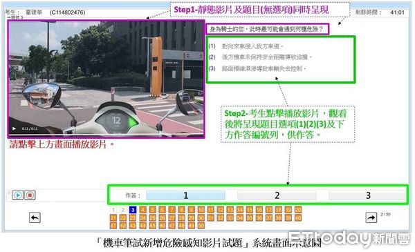 ▲▼ 機車駕照筆試6月5日起新增危險感知影片試題 。（圖／嘉義區監理所提供）