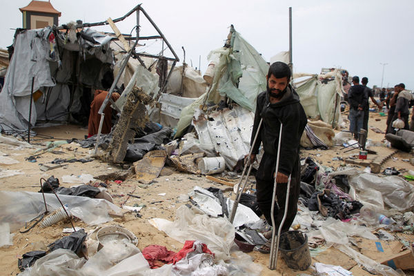 ▲▼加薩走廊南部的拉法市（Rafah）5月28日一處在以色列軍事行動中被摧毀的難民營。（圖／路透）