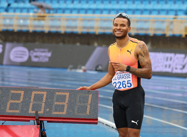 ▲東京奧運男子200公尺金牌德格拉斯在台灣國際田徑公開賽小試身手。（圖／田徑協會提供）