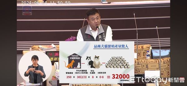 ▲台南市議員吳禹寰針對市府核發250張合法寵物繁殖證照，高居全台各縣市之最，他積極要求市府從源頭的執照發放及末端流浪動物安置積極處裡。（圖／記者林東良翻攝，下同）