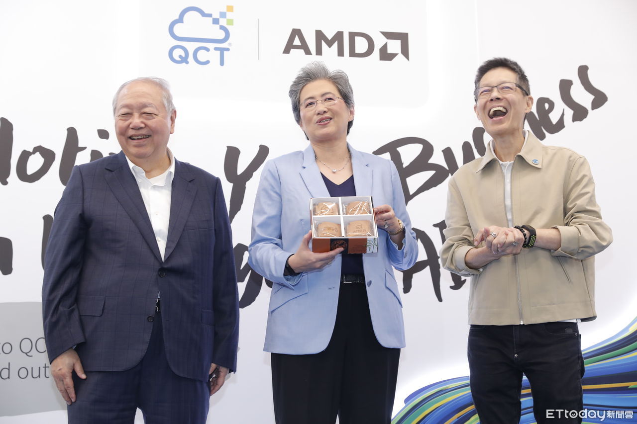 ▲超微（AMD）總裁蘇姿丰、廣達副董事長梁次震、雲達總經理楊麒令。（圖／記者湯興漢攝）