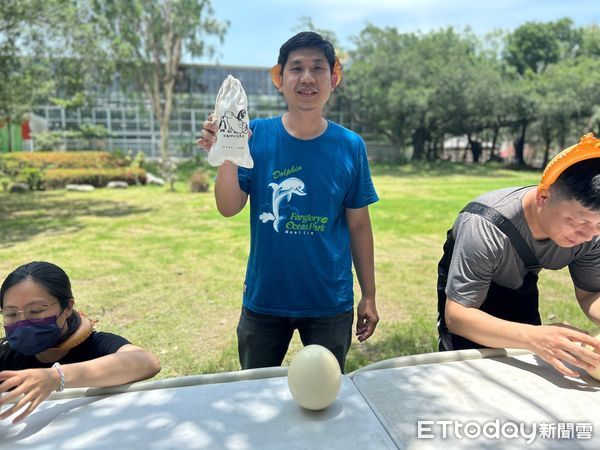 ▲台南學甲頑皮世界野生動物園，中午舉辦全台最大立蛋活動，只見哨音一響，大小朋友在親友的催促聲中使出渾身解數，有人最快只花28秒成功立蛋。（圖／記者林東良翻攝，下同） 