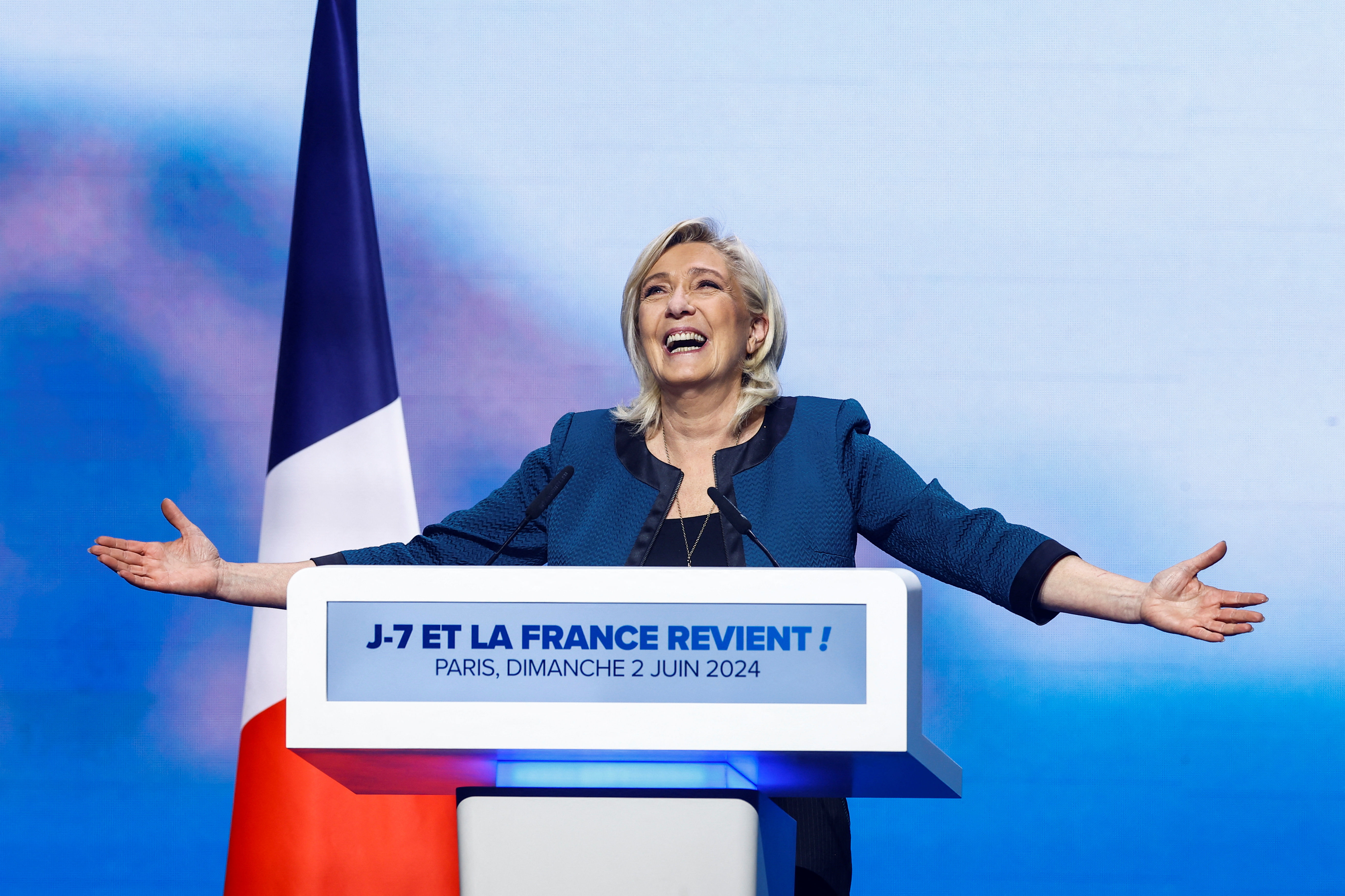 ▲▼法國極右翼政黨國民聯盟（RN）名義領袖勒朋（Marine Le Pen）。（圖／路透）