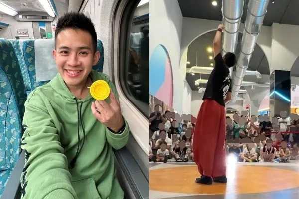 溜溜球達人楊元慶表演被樓管打斷。（圖／翻攝自Facebook／楊元慶無法取代的溜溜球）