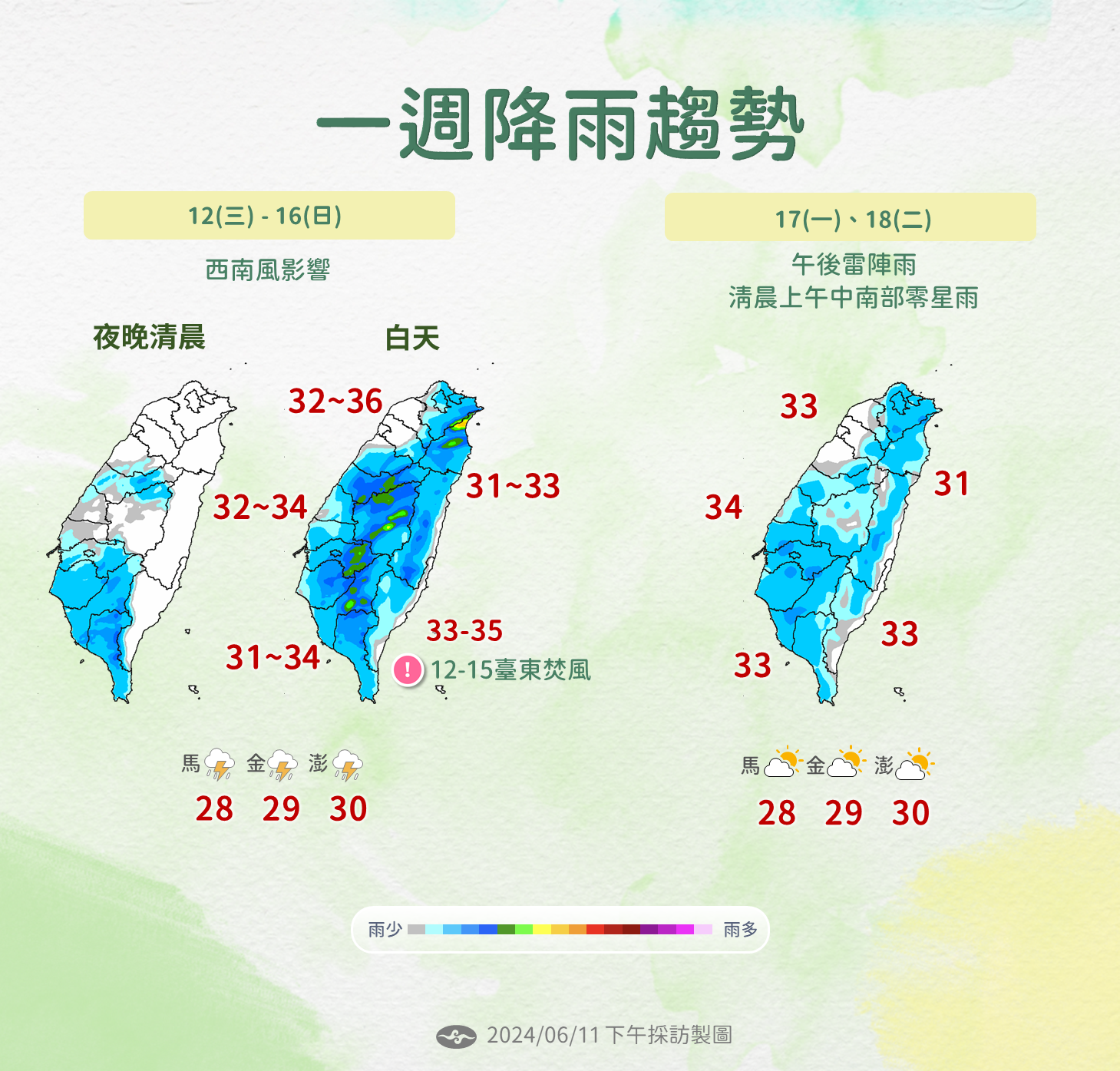 ▲▼未來一周降雨趨勢。（圖／氣象署提供）