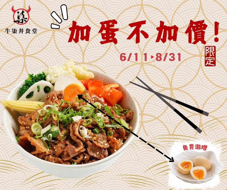 ▲因應蛋價調降，新竹丼飯店宣布「加蛋不加價」。（圖／牛柒丼食堂提供）