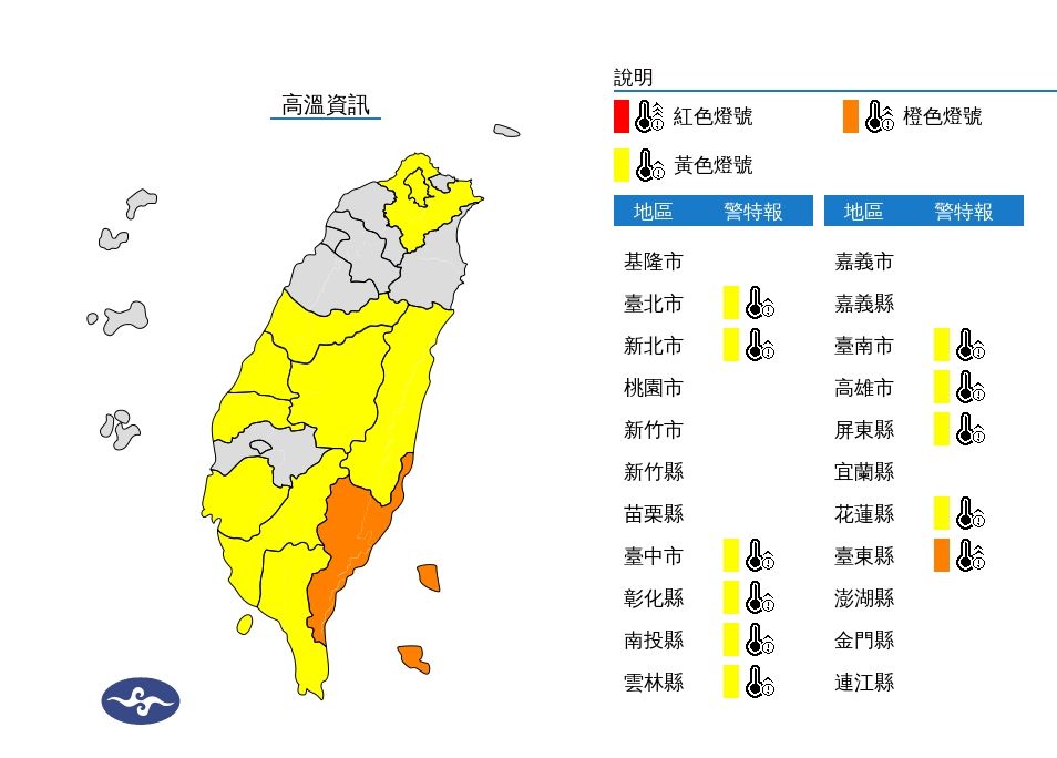 ▲▼高溫警示。（圖／氣象署）