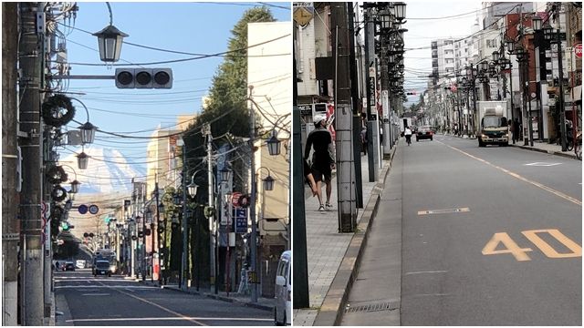 ▲▼東京都國立市富士見通，左為2018年大樓尚未興建時的景觀，右為大樓完工後遮蔽富士山的景觀。（圖／翻攝自X）