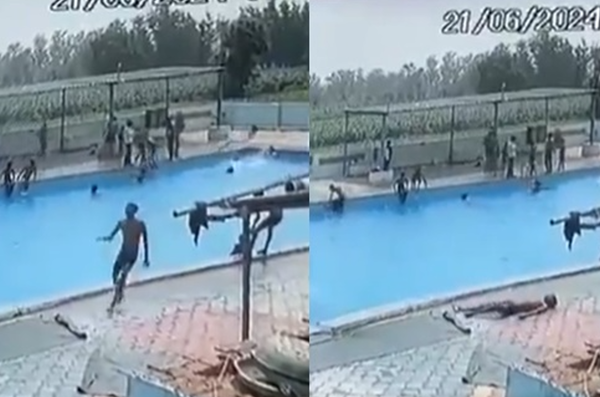 放學和朋友玩水！15歲男起身走出泳池　「突然倒地」死亡畫面曝。（圖／翻攝自X）