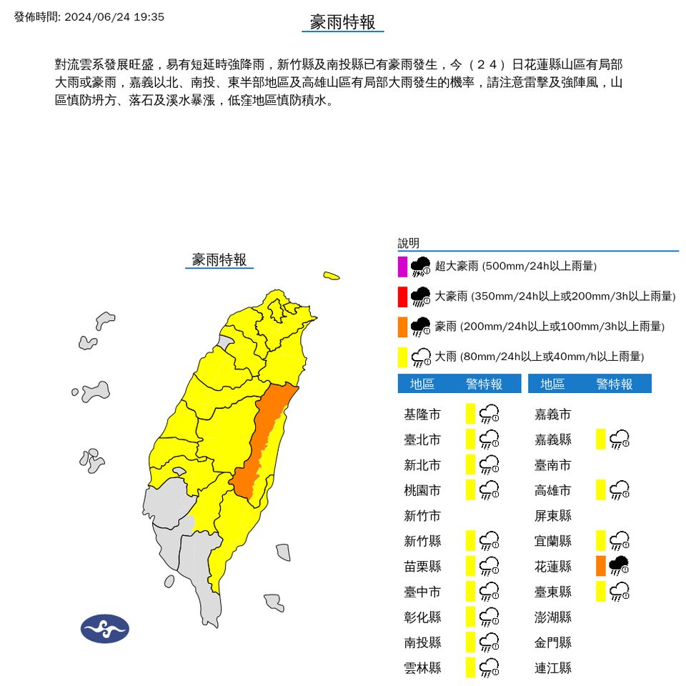 ▲大雨特報