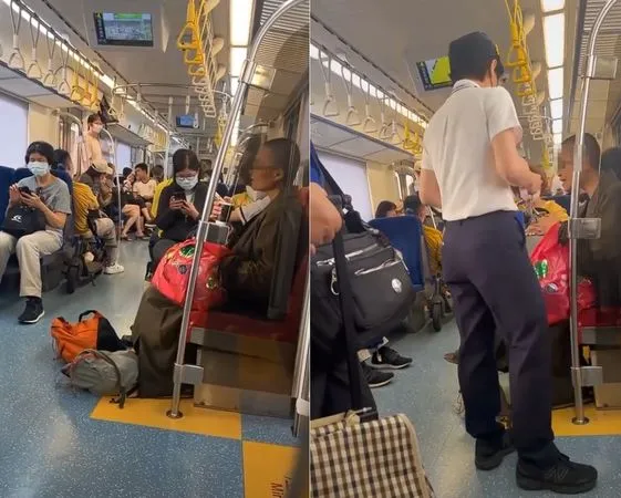一名比丘尼搭乘台鐵區間車時疑似播放誦經音樂太大聲，引發其他乘客不滿。（翻攝自記者爆料網）